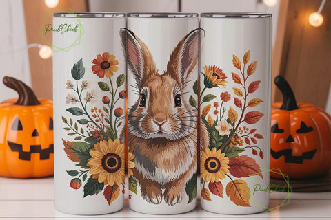 Autumn Rabbit 20oz Tumbler Wrap Sublimation PixelChick 