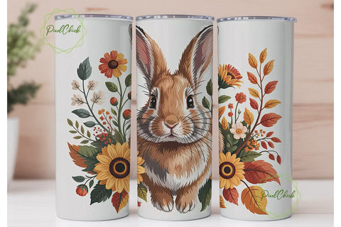 Autumn Rabbit 20oz Tumbler Wrap Sublimation PixelChick 
