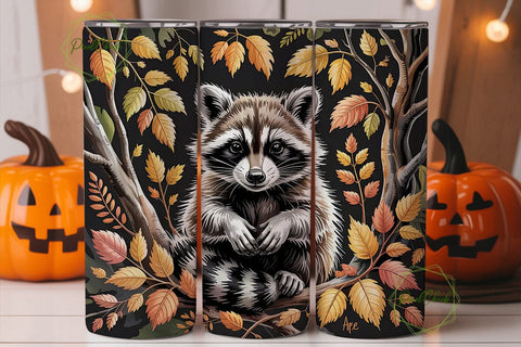Autumn Raccoon 20oz Tumbler Wrap Sublimation PixelChick 
