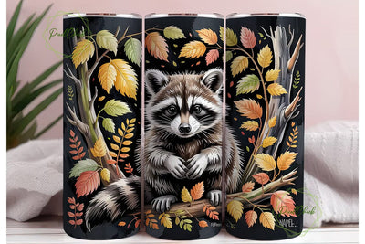 Autumn Raccoon 20oz Tumbler Wrap Sublimation PixelChick 