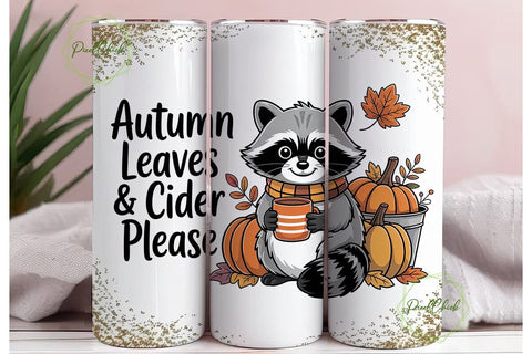 Autumn Raccoon & Cider 20oz Tumbler Sublimation PixelChick 