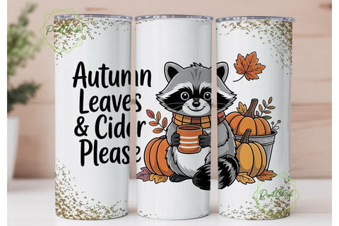 Autumn Raccoon & Cider 20oz Tumbler Sublimation PixelChick 