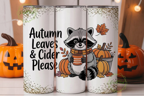 Autumn Raccoon & Cider 20oz Tumbler Sublimation PixelChick 