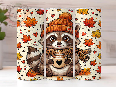 Autumn Raccoon Coffee 20oz Tumbler, Autumn Raccoon, Raccoon Coffee, Coffee Tumbler, 20oz Tumbler, Fall Tumbler, Cute Raccoon, Tumbler Wrap Sublimation Lara' s Designs 