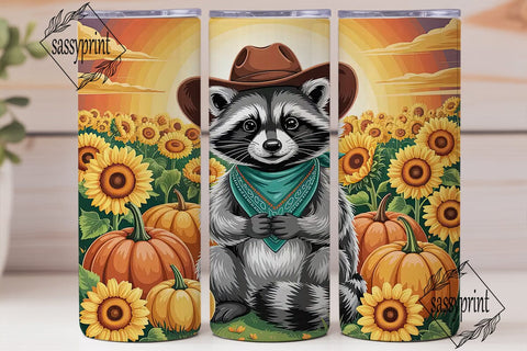 Autumn Raccoon Cowboy 20oz Tumbler Sublimation sassyprint 