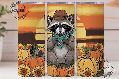 Autumn Raccoon Cowboy 20oz Tumbler Sublimation sassyprint 