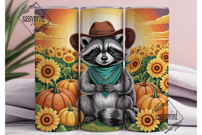 Autumn Raccoon Cowboy 20oz Tumbler Sublimation sassyprint 