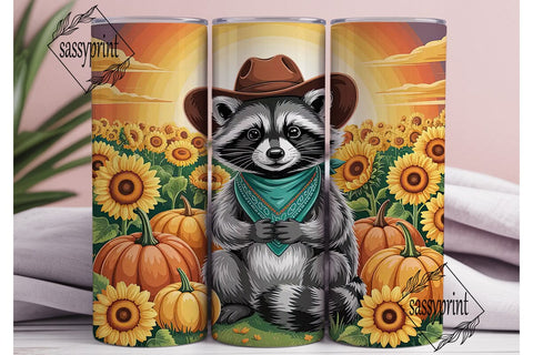Autumn Raccoon Cowboy 20oz Tumbler Sublimation sassyprint 