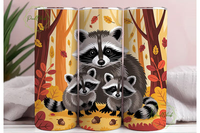 Autumn Raccoons 20oz Tumbler Wrap Sublimation PixelChick 