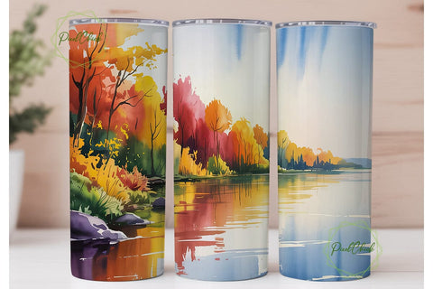 Autumn River Forest 20oz Tumbler Wrap Sublimation PixelChick 