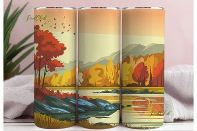 Autumn River Forest 20oz Tumbler Wrap Sublimation PixelChick 