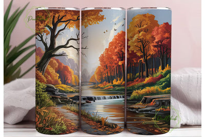 Autumn River Forest 20oz Tumbler Wrap Sublimation PixelChick 