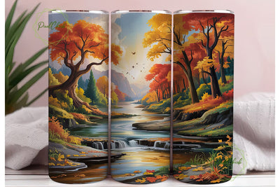 Autumn River Forest 20oz Tumbler Wrap Sublimation PixelChick 
