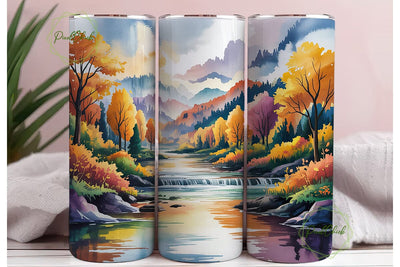 Autumn River Landscape 20oz Tumbler Sublimation PixelChick 