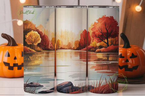 Autumn River View 20oz Tumbler Wrap Sublimation PixelChick 