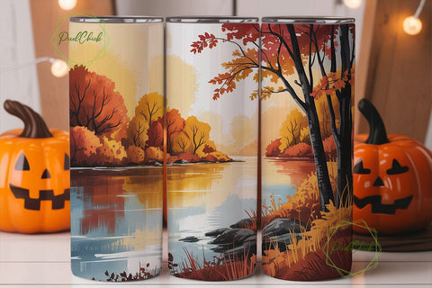 Autumn River View 20oz Tumbler Wrap Sublimation PixelChick 