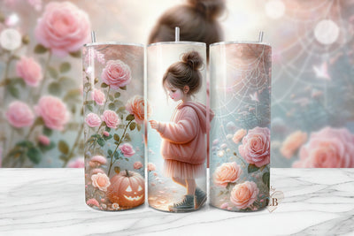 Autumn Roses & Pumpkin Tumbler Wrap Sublimation BijouBay 