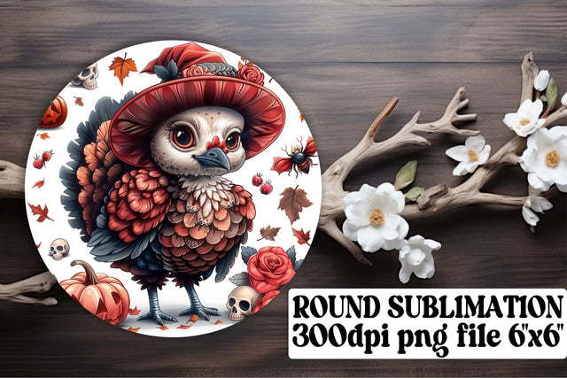 Autumn Round Design Thanksgiving Turkey Sublimation PNG Sublimation afrosvg 