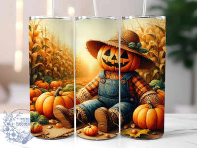 Autumn Scarecrow 20oz Skinny Tumbler, Fall Scarecrow Tumbler Png, Straight & Tapered Tumbler Wrap, Instant Digital Download Sublimation ToriDesigns 