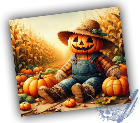 Autumn Scarecrow 20oz Skinny Tumbler, Fall Scarecrow Tumbler Png, Straight & Tapered Tumbler Wrap, Instant Digital Download Sublimation ToriDesigns 