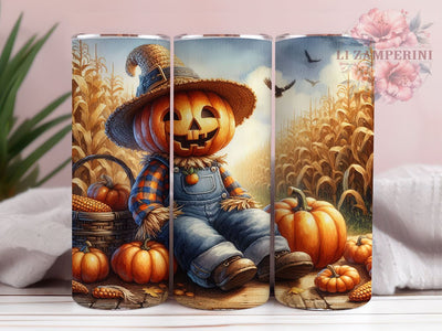 Autumn Scarecrow 20oz Tumbler Wrap PNG, Fall Scarecrow Tumbler Png, Straight & Tapered Tumbler Wrap, Instant Digital Download Sublimation Li Zamperini 