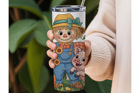 Autumn Scarecrow 20oz Tumbler Wrap Sublimation DesignSVG 