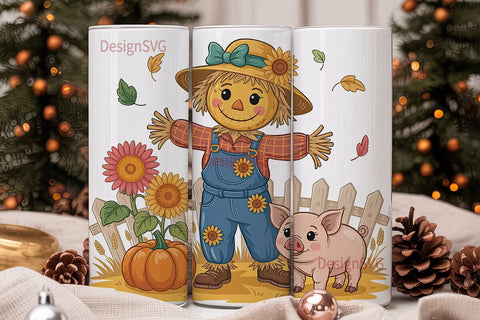 Autumn Scarecrow 20oz Tumbler Wrap Sublimation DesignSVG 