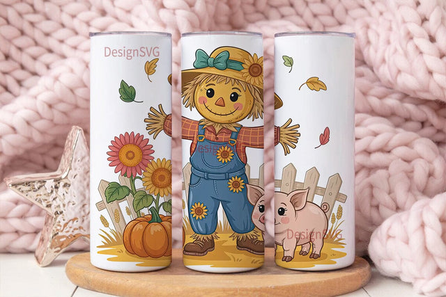 Autumn Scarecrow 20oz Tumbler Wrap Sublimation DesignSVG 