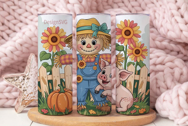 Autumn Scarecrow 20oz Tumbler Wrap Sublimation DesignSVG 