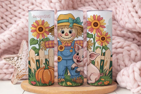 Autumn Scarecrow 20oz Tumbler Wrap Sublimation DesignSVG 