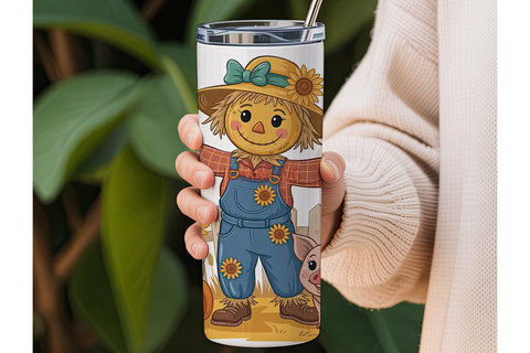 Autumn Scarecrow 20oz Tumbler Wrap Sublimation DesignSVG 