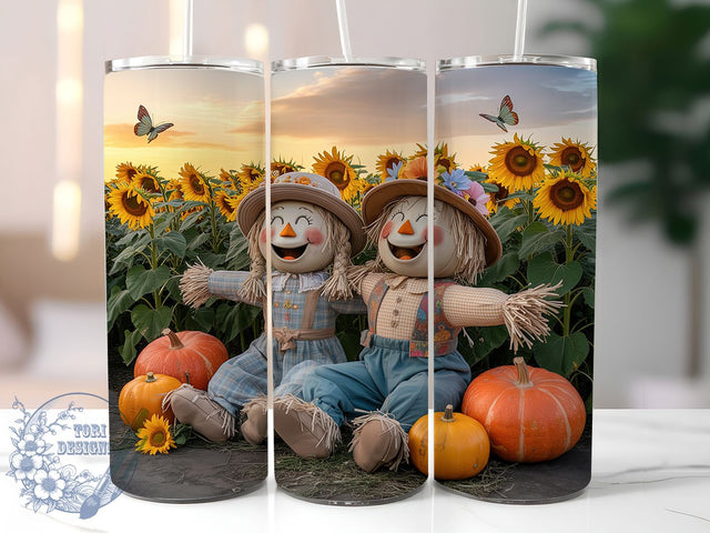 Autumn Scarecrow Fall Tumbler Wrap, Fall In Love Wrap, 20oz Sublimation Design, Harvest Pumpkin Tumbler, Rustic Autumn Drinkware, Seasonal Fall Wrap, Thanksgiving Scarecrow Design Sublimation ToriDesigns 