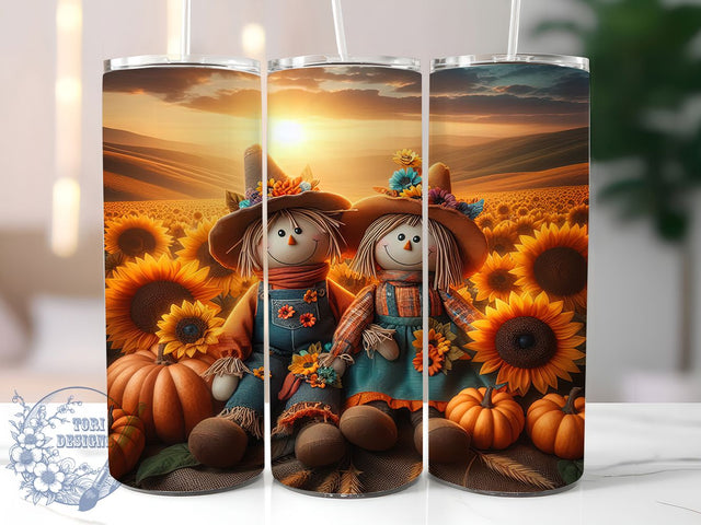 Autumn Scarecrow Fall Tumbler Wrap, Fall In Love Wrap, 20oz Sublimation Design, Harvest Pumpkin Tumbler, Rustic Autumn Drinkware, Seasonal Fall Wrap, Thanksgiving Scarecrow Design Sublimation ToriDesigns 