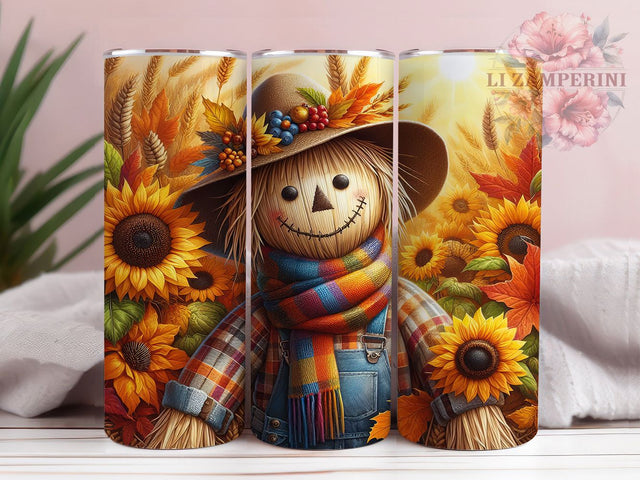 Autumn Scarecrow Pumpkin Patch Tumbler, Fall Pumpkins Wrap, Harvest Tumbler Design, 20oz Sublimation Cup, Pumpkin Patch Tumbler, Rustic Fall Gift, Thanksgiving Tumbler Sublimation Li Zamperini 