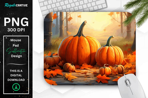 Autumn Season and Pumpkins fall leaves mouse pad Bundle Sublimation Regulrcrative 