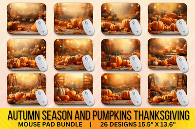 Autumn Season and Pumpkins Thanksgiving mouse pad Bundle Sublimation Regulrcrative 
