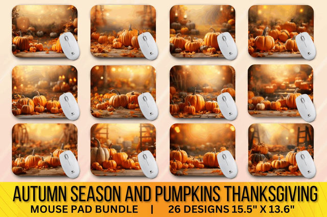 Autumn Season and Pumpkins Thanksgiving mouse pad Bundle Sublimation Regulrcrative 