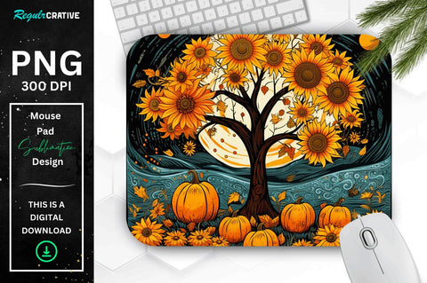 Autumn Season background and Pumpkins Mouse pad Bundle Sublimation Regulrcrative 