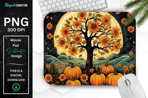 Autumn Season background and Pumpkins Mouse pad Bundle Sublimation Regulrcrative 