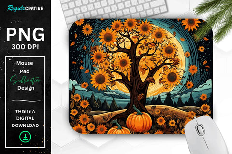 Autumn Season background and Pumpkins Mouse pad Bundle Sublimation Regulrcrative 