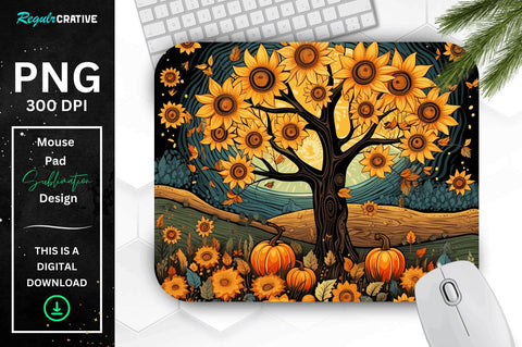 Autumn Season background and Pumpkins Mouse pad Bundle Sublimation Regulrcrative 