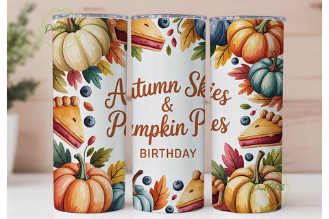 Autumn Skies & Pumpkin Pies 20oz Tumbler Sublimation PixelChick 