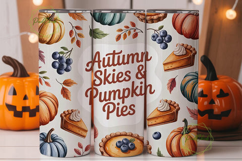 Autumn Skies & Pumpkin Pies 20oz Tumbler Sublimation PixelChick 