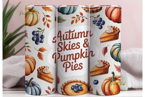 Autumn Skies & Pumpkin Pies 20oz Tumbler Sublimation PixelChick 