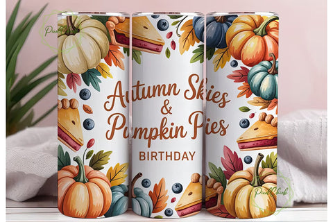 Autumn Skies & Pumpkin Pies 20oz Tumbler Sublimation PixelChick 