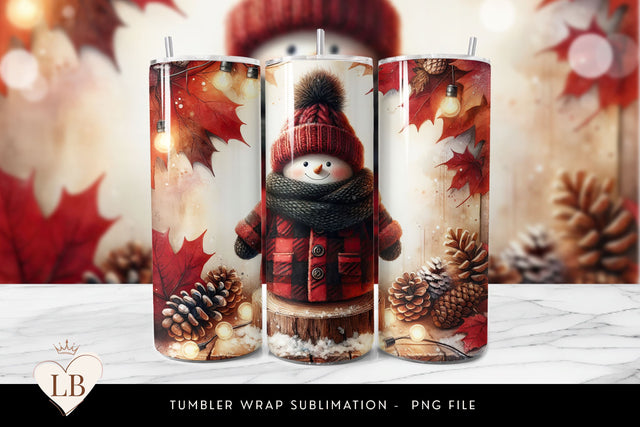 Autumn Snowman Tumbler Wrap Sublimation PNG Sublimation BijouBay 