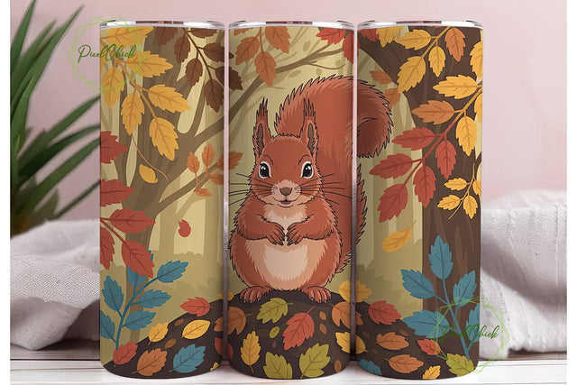 Autumn Squirrel 20oz Tumbler Wrap Sublimation PixelChick 