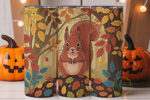 Autumn Squirrel 20oz Tumbler Wrap Sublimation PixelChick 