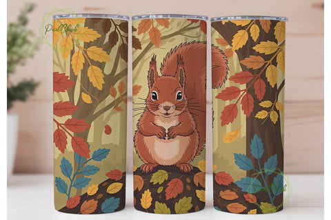 Autumn Squirrel 20oz Tumbler Wrap Sublimation PixelChick 
