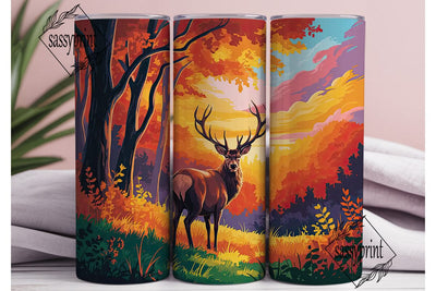 Autumn Stag Forest 20oz Tumbler Wrap Sublimation sassyprint 